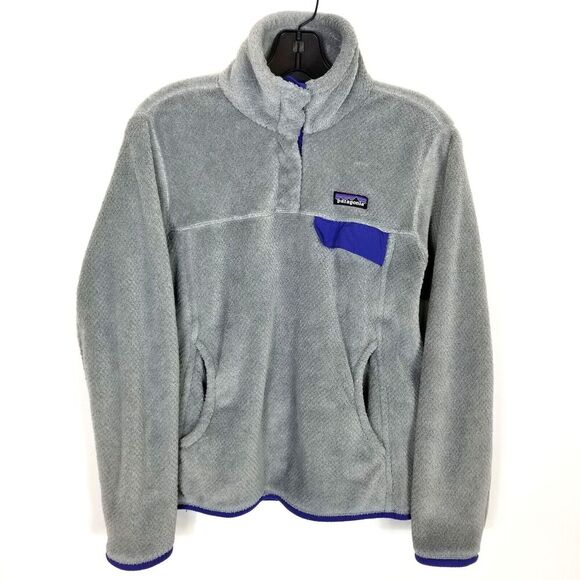 Patagonia Jackets & Blazers - Patagonia Women's Re-Tool Snap-T Pullover Jacket Sz M Gray Blue Outdoor Warm
